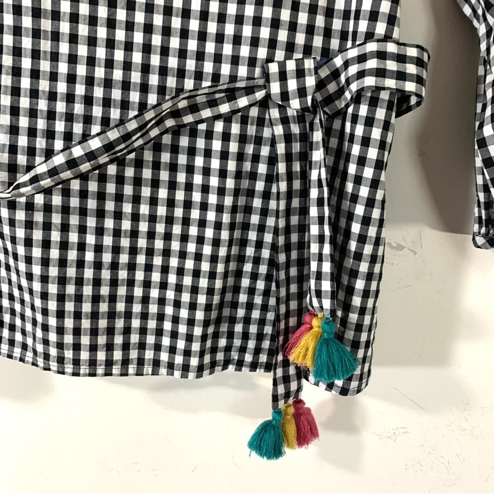 Madewell Smocked Gingham Blouse With Tassel Belt - Picture 8 of 14
